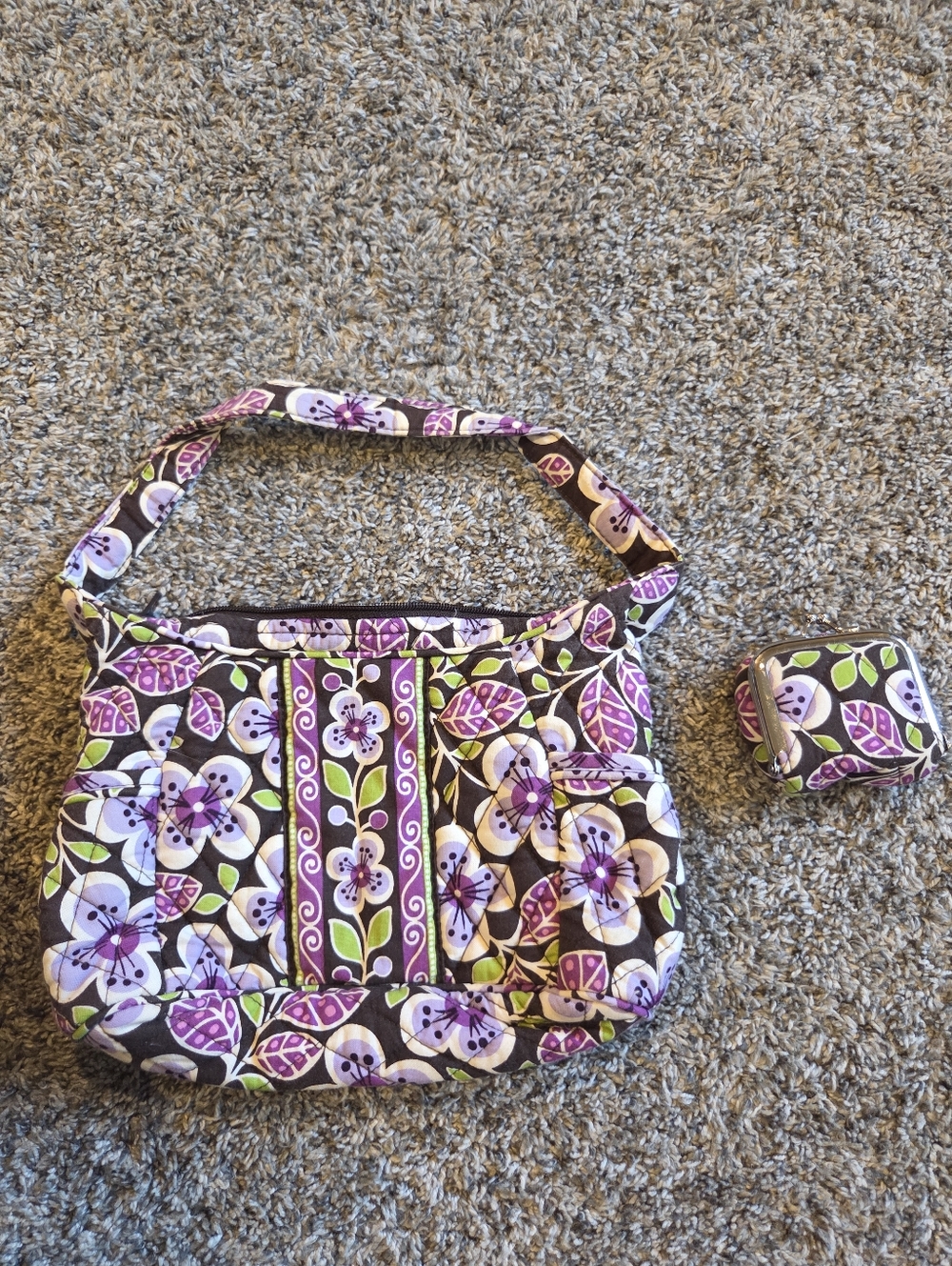 Vera Bradley Quilted Plum Petals Shoulder Bag